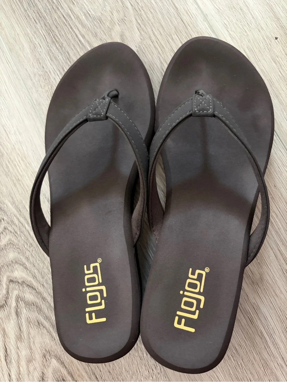 Flojos Olivia Dark Brown Wedge Thong Sandals